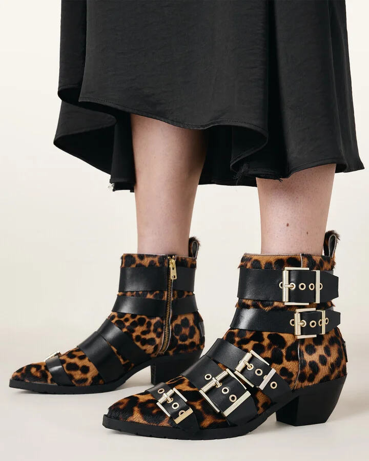 Jane Buckle Pointed Leather Boots - Image 2
