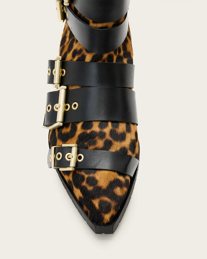Jane Buckle Pointed Leather Boots - Image 3