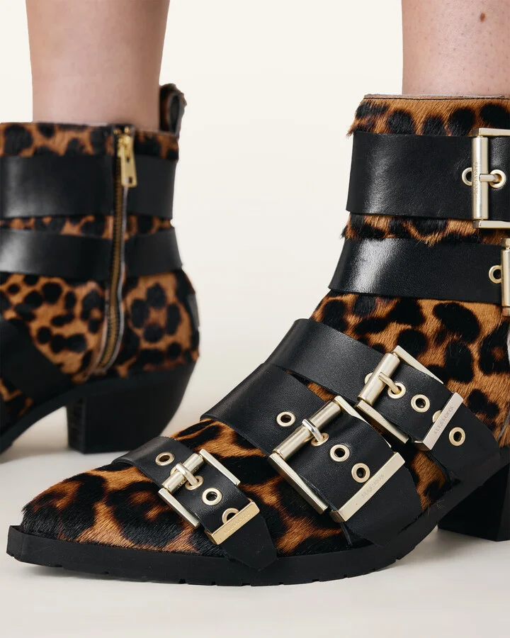 Jane Buckle Pointed Leather Boots - Image 4