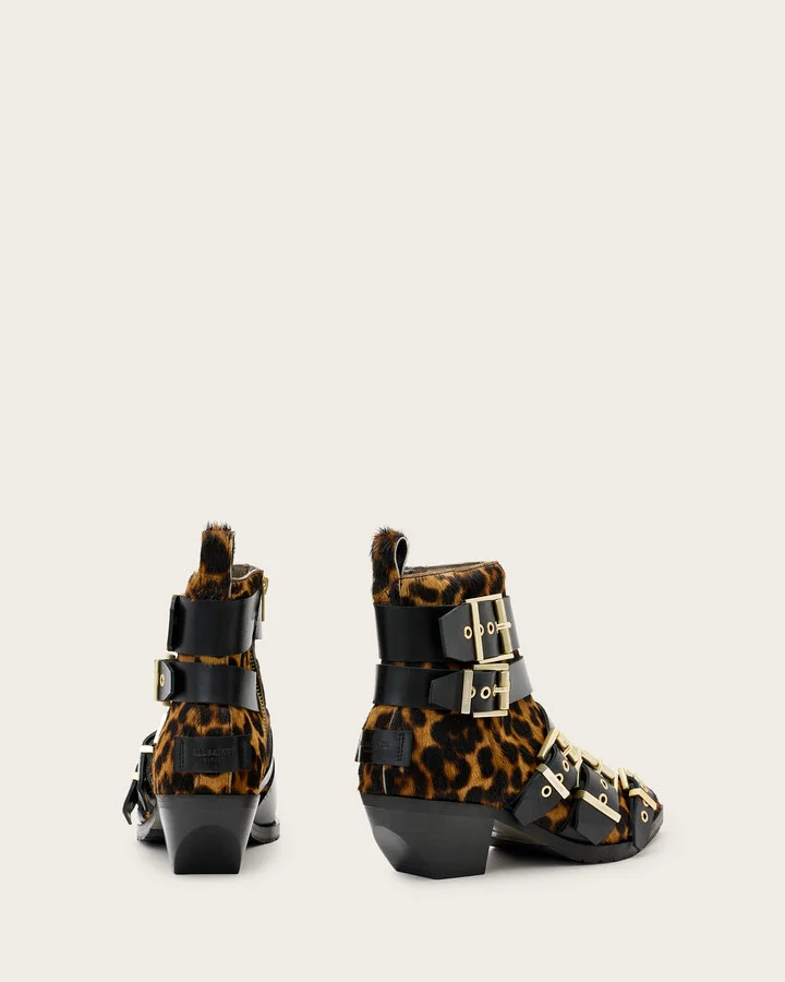 Jane Buckle Pointed Leather Boots - Image 7