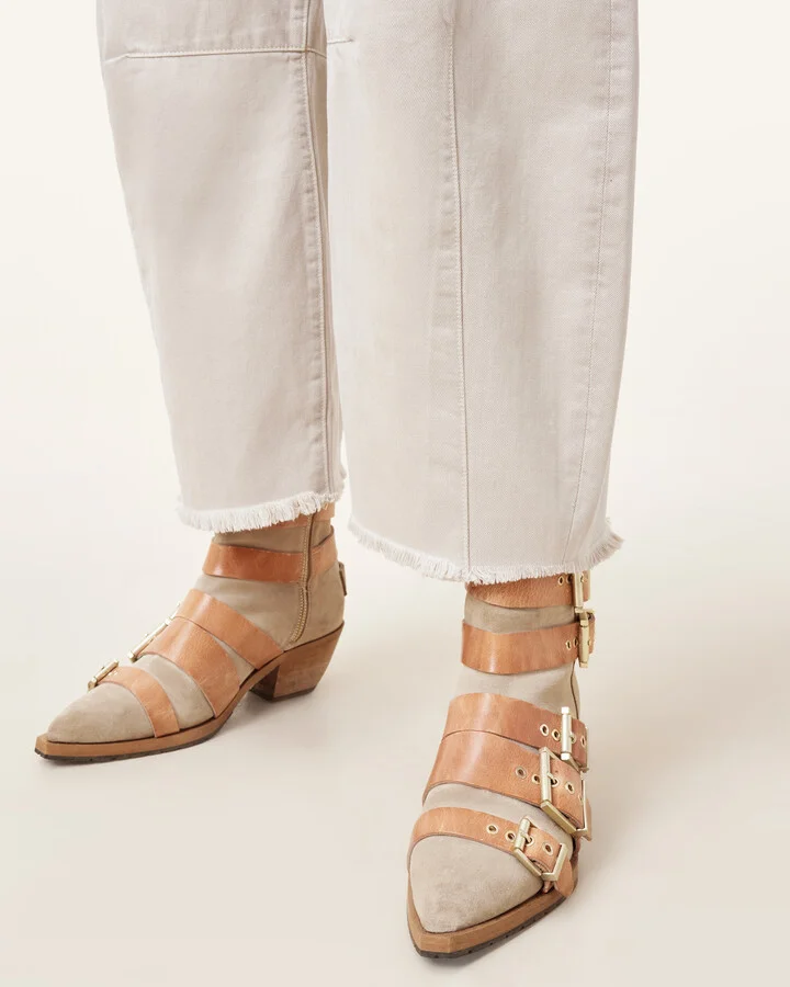 Jane Buckle Pointed Leather Boots - Image 2