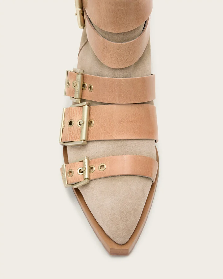 Jane Buckle Pointed Leather Boots - Image 3