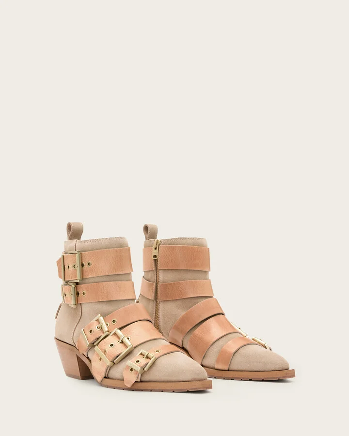 Jane Buckle Pointed Leather Boots - Image 4