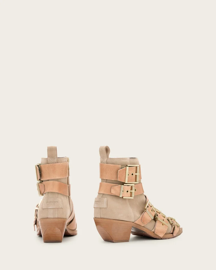 Jane Buckle Pointed Leather Boots - Image 6