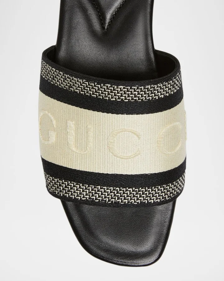 Jane Embroidered Cotton Flat Slide Sandals - Image 6