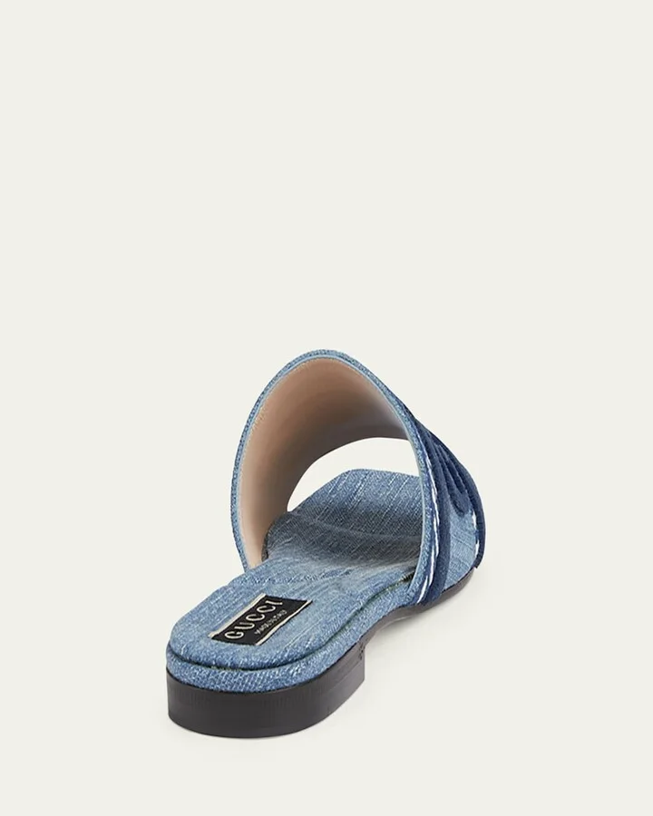 Jane Logo Denim Slide Sandals - Image 2