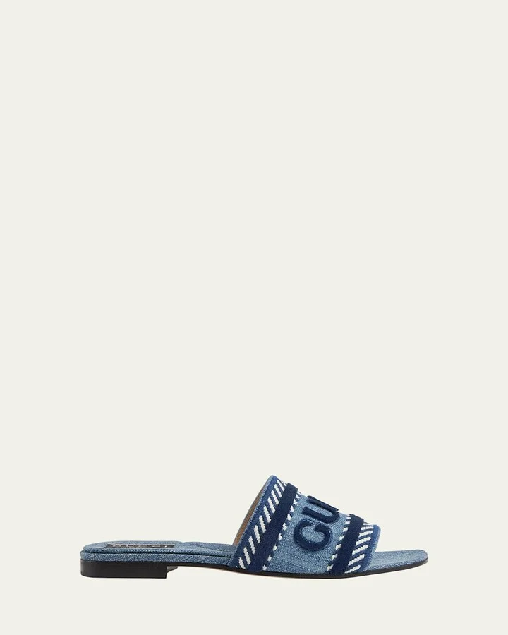 Jane Logo Denim Slide Sandals