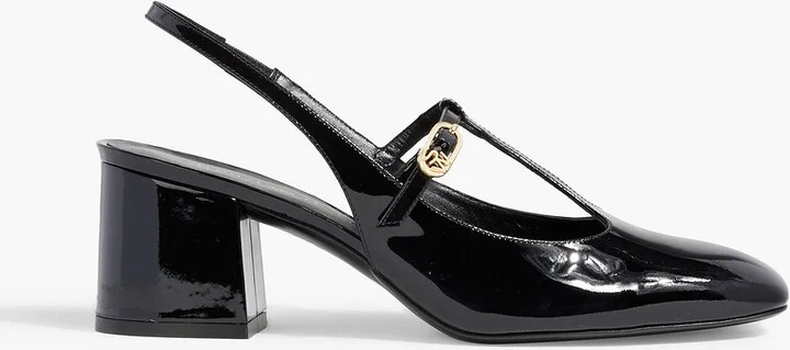 Jane patent-leather slingback pumps