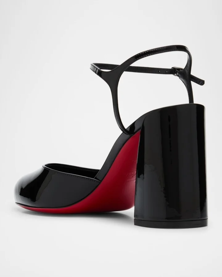 Jane Patent Red Sole Ankle-Strap Pumps - Image 4
