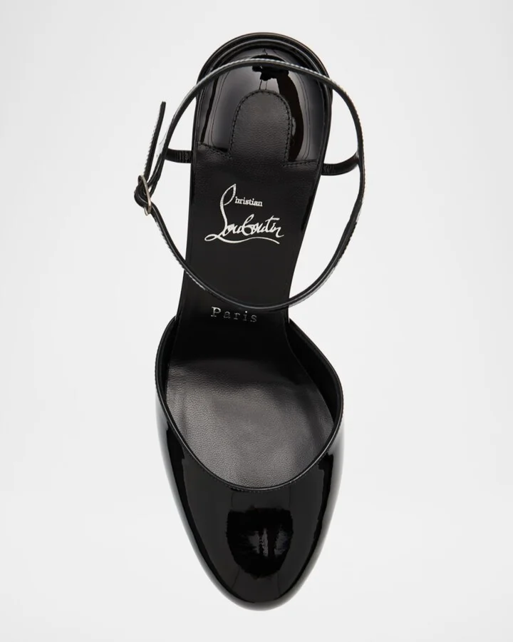 Jane Patent Red Sole Ankle-Strap Pumps - Image 7
