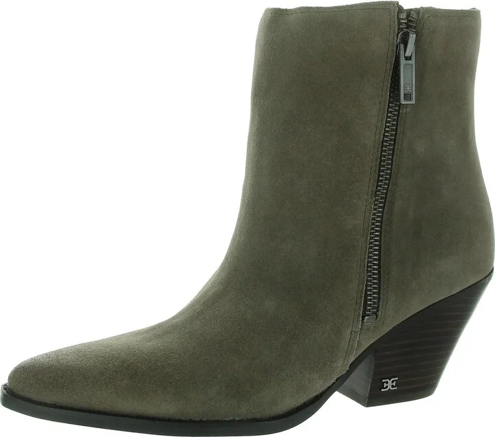 Jane Womens Block Heel Pointed Toe Ankle Boots