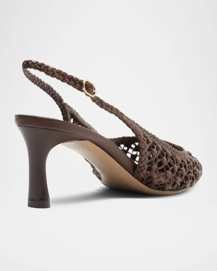 Jane Woven Leather Slingback Pumps - Image 2