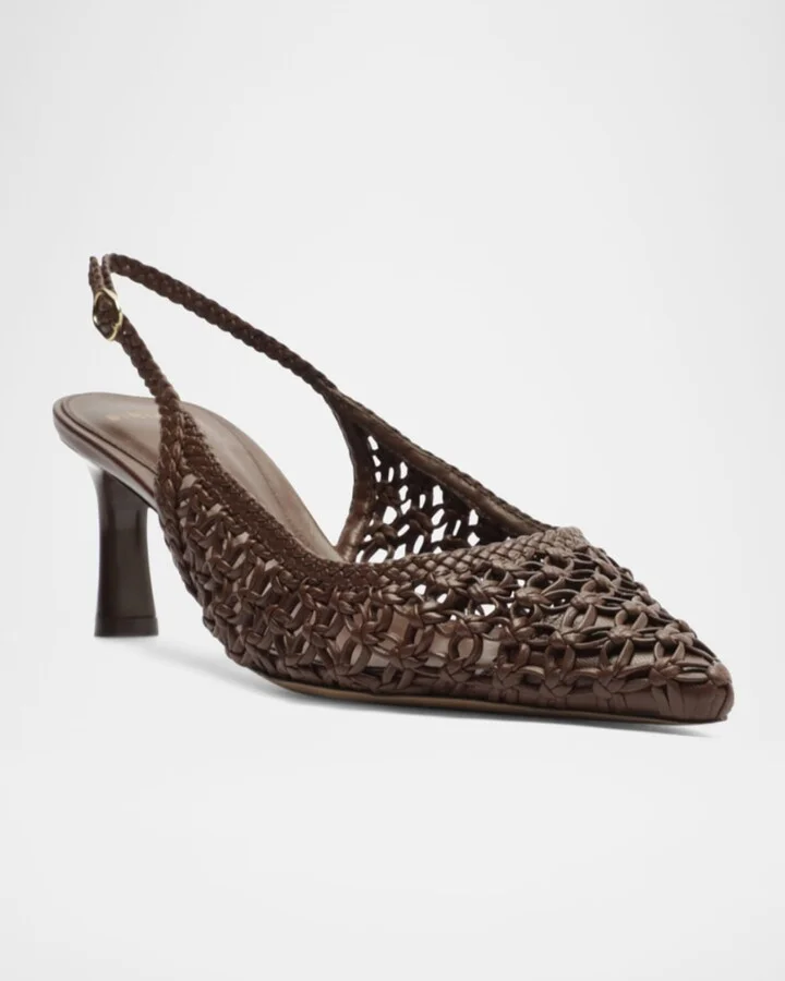 Jane Woven Leather Slingback Pumps - Image 4