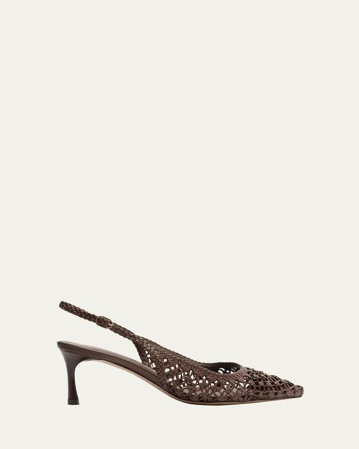 Jane Woven Leather Slingback Pumps
