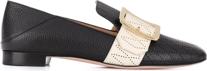 Janelle 6225882 Ladies Black Calf Leather Slippers