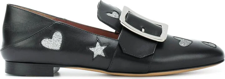 Janelle Hearts Women's 6221029 Black Leather Loafers