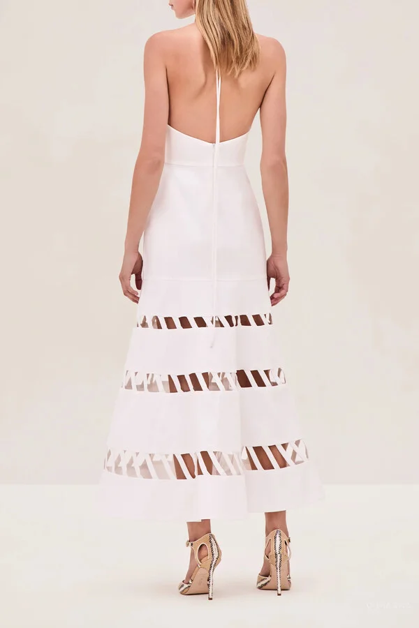 Janessa Midi Dress in White - Image 2