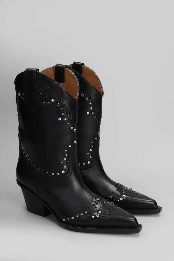 Janice Boot 60 Texan Boots In Black Leather - Image 2