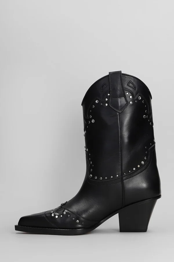 Janice Boot 60 Texan Boots In Black Leather - Image 3