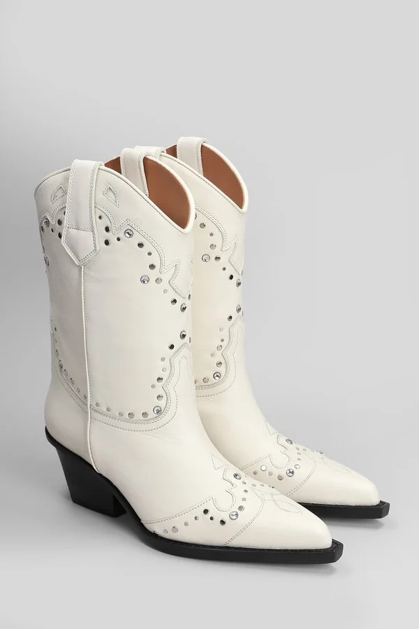 Janice Boot 60 Texan Boots In White Leather - Image 2