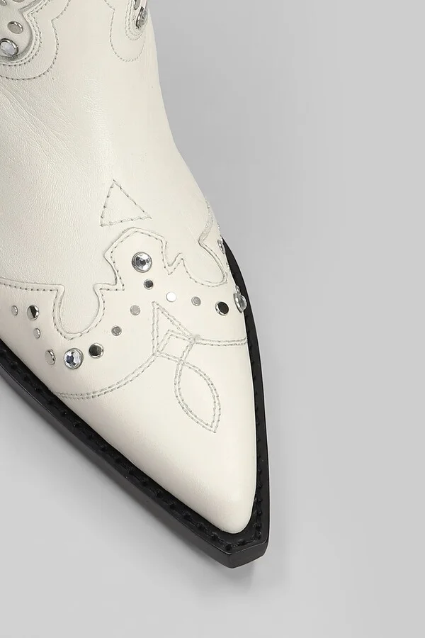 Janice Boot 60 Texan Boots In White Leather - Image 5