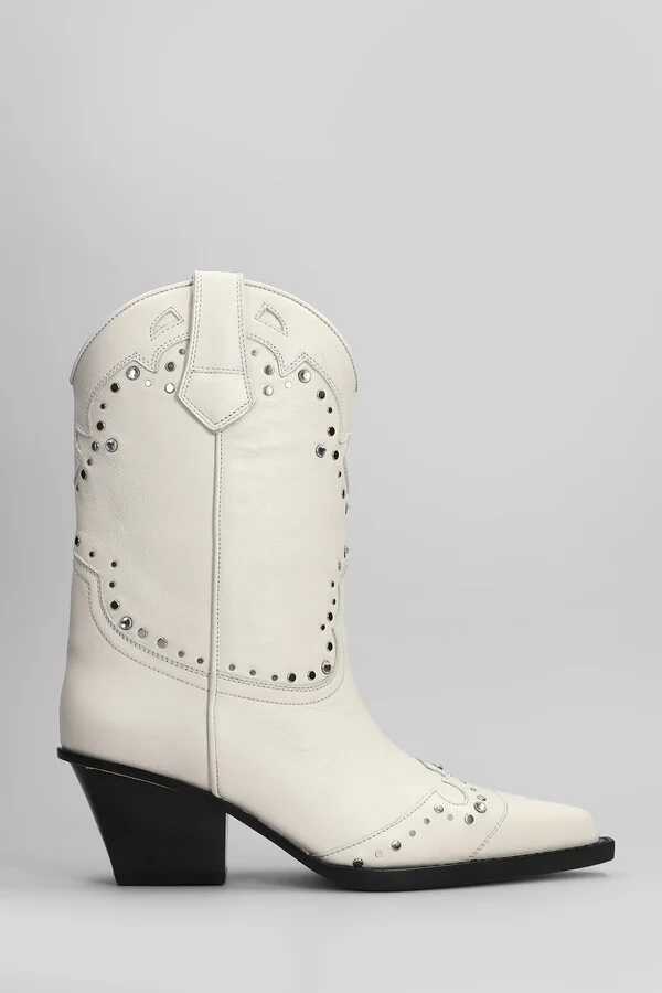 Janice Boot 60 Texan Boots In White Leather