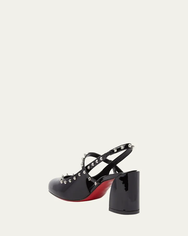Janispikes Patent Red Sole Slingback Pumps - Image 2