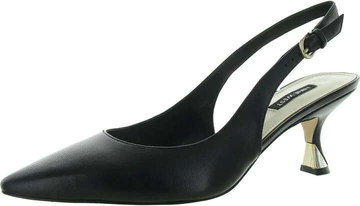 Jannit Womens Leather Kitten Slingback Heels