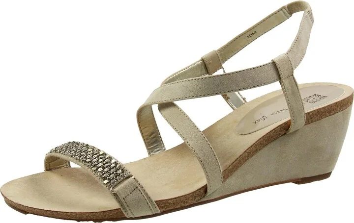 Jasia Womens Open Toe Strappy Wedge Sandals