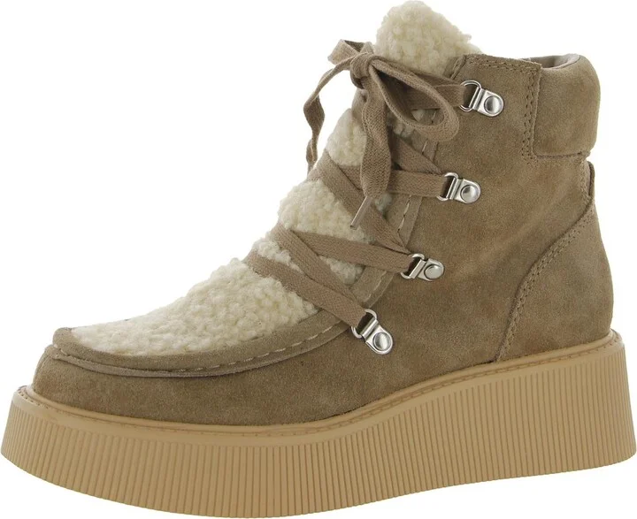 Jasmin Womens Faux Fur Wedge Combat & Lace-up Boots
