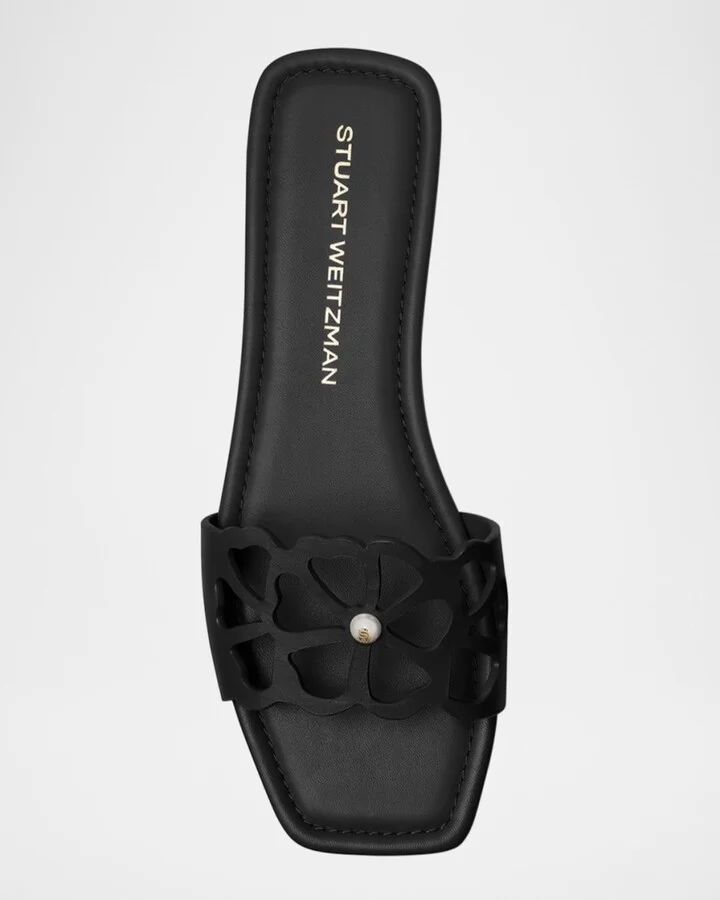 Jasmine Leather Cutout Flat Slide Sandals - Image 6