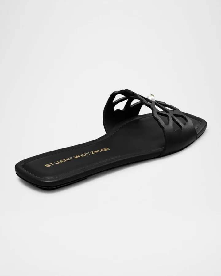 Jasmine Leather Cutout Flat Slide Sandals - Image 7