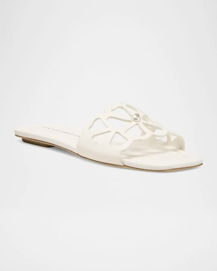 Jasmine Leather Cutout Flat Slide Sandals - Image 8