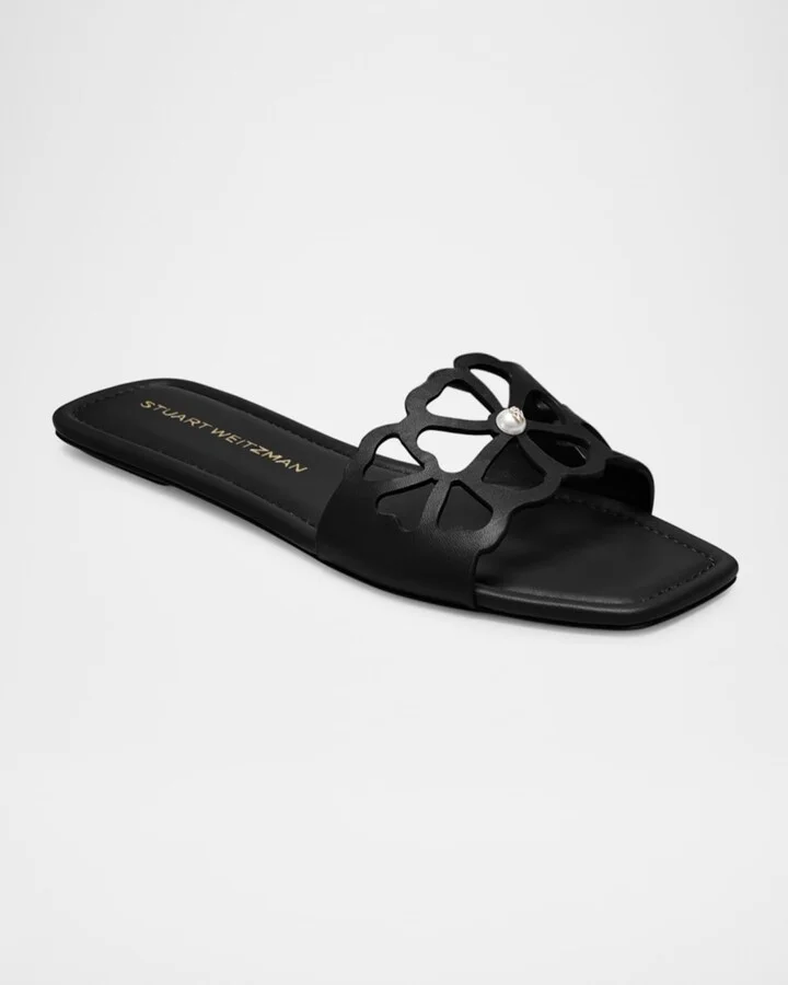 Jasmine Leather Cutout Flat Slide Sandals - Image 10
