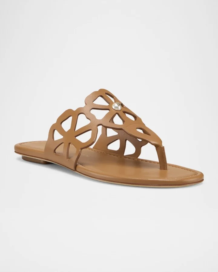 Jasmine Leather Cutout Thong Sandals - Image 4