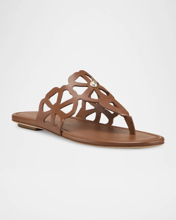 Jasmine Leather Cutout Thong Sandals - Image 6