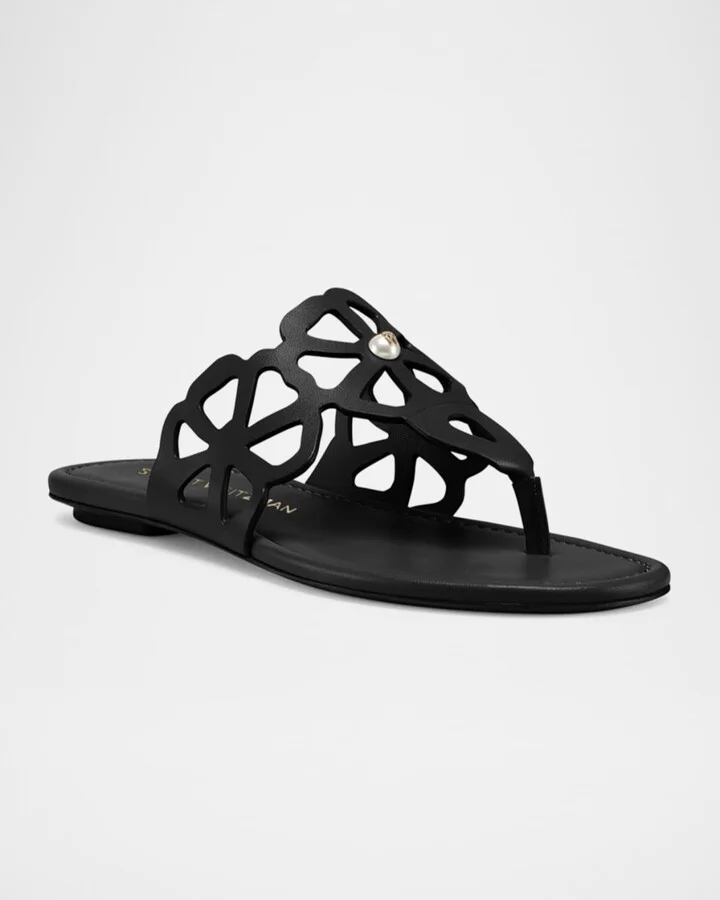 Jasmine Leather Cutout Thong Sandals - Image 7