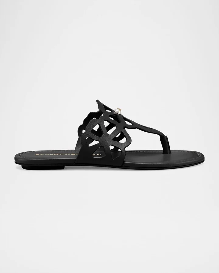 Jasmine Leather Cutout Thong Sandals