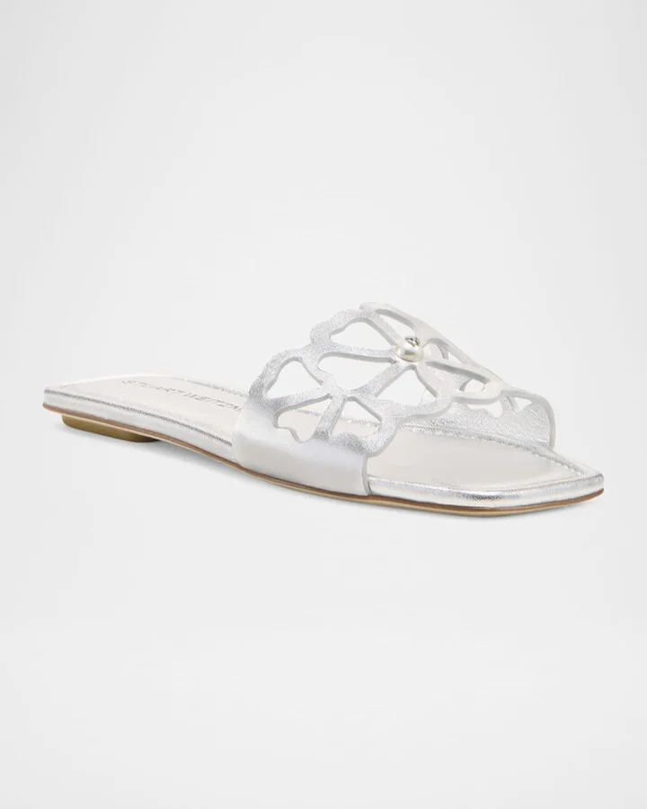 Jasmine Metallic Cutout Flat Slide Sandals - Image 5