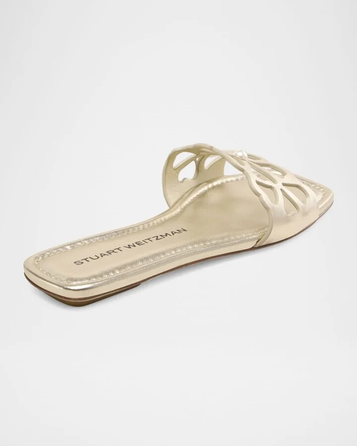 Jasmine Metallic Cutout Flat Slide Sandals - Image 7