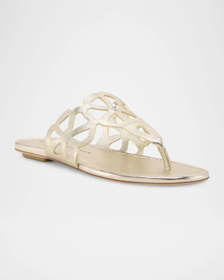 Jasmine Metallic Cutout Thong Sandals - Image 4