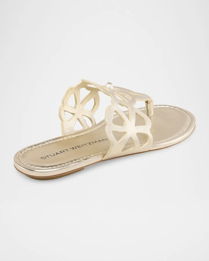 Jasmine Metallic Cutout Thong Sandals - Image 5