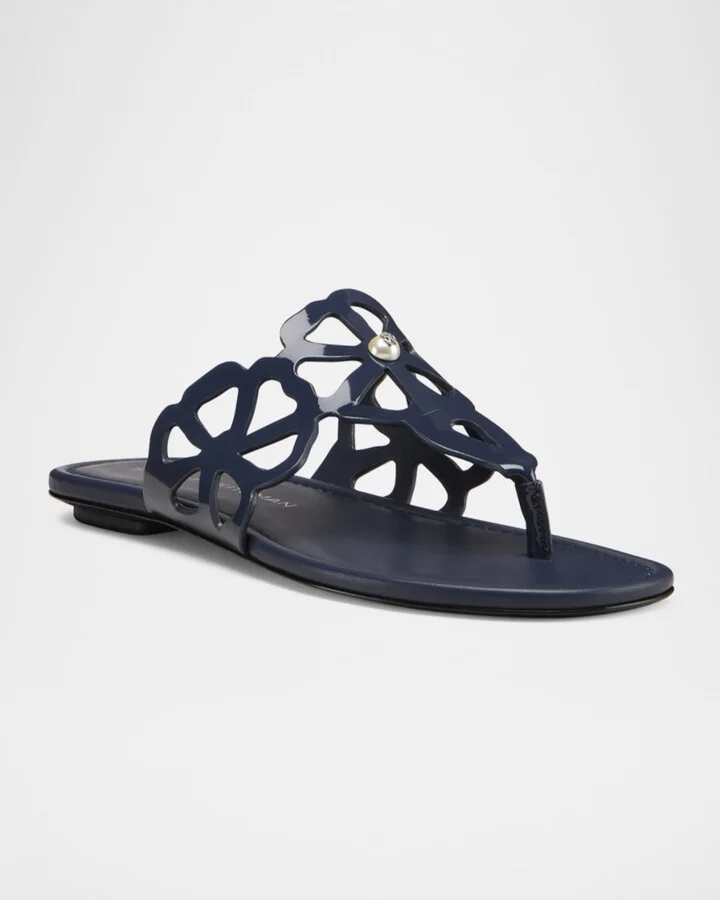 Jasmine Patent Cutout Thong Sandals - Image 3