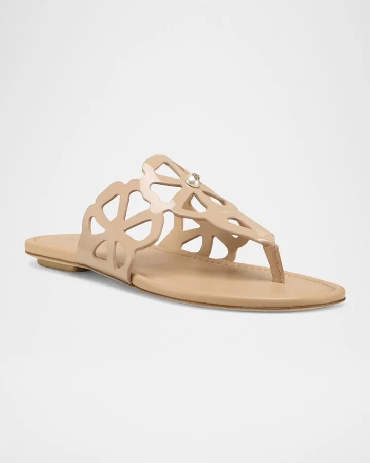 Jasmine Patent Cutout Thong Sandals - Image 10