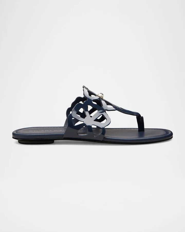 Jasmine Patent Cutout Thong Sandals
