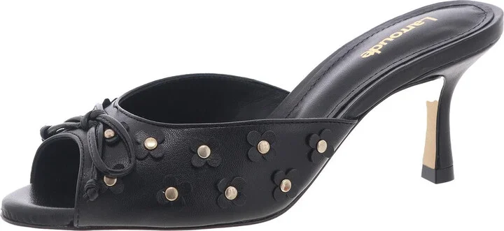 Jasmine Womens Applique Leather Mule Sandals