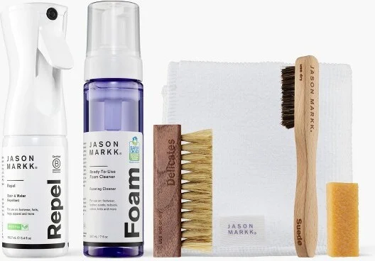 Jason Markk Premium Shoe Cleaner Bundle 6-Piece Set Foam Repel Spray Brushes Microfiber Towel & Stain Eraser