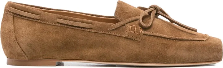 Jasper bow-detail suede loafers