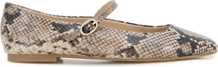 Jasper Snakeskin Embossed Mary Jane Flat - Image 3