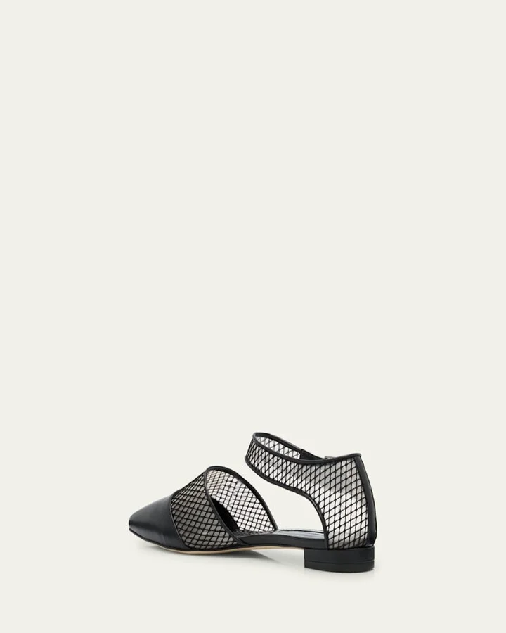 Jatelah Leather Net Ankle-Strap Flats - Image 2